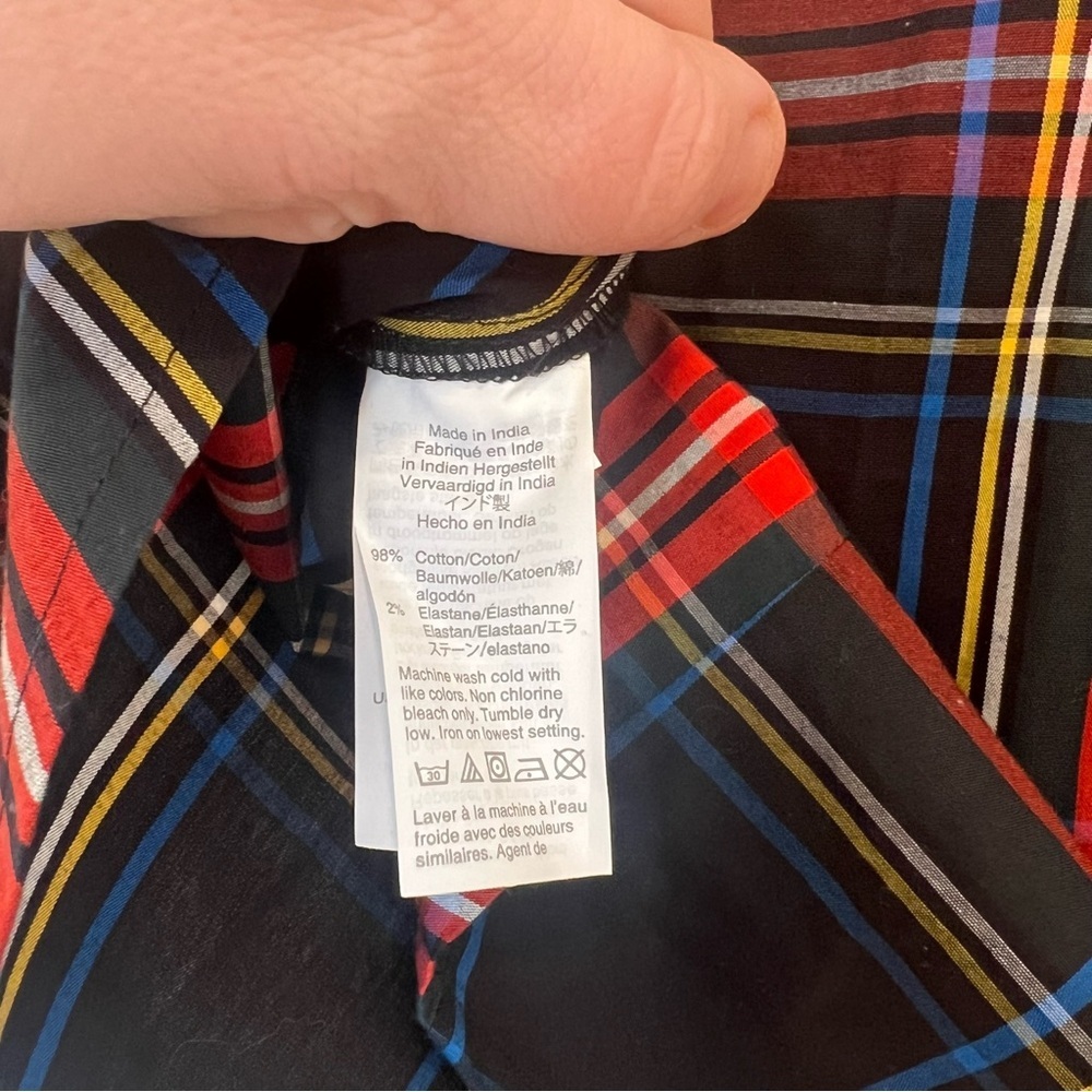 J Crew Slim Stretch Perfect Shirt Black Stewart Tartan Womens 6 Cotton Holiday - Picture 5 of 5